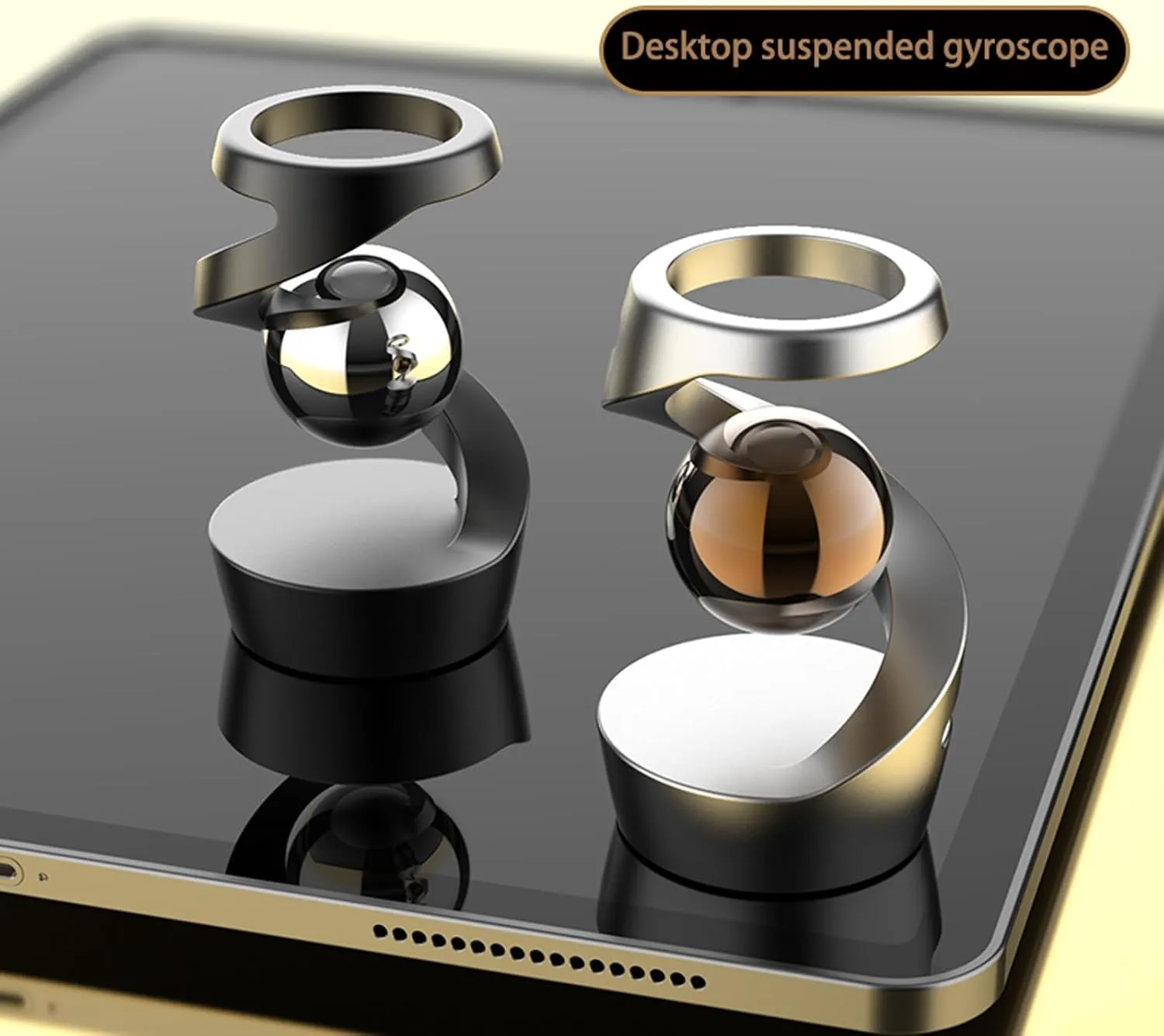 Fidget Toys for Adults, Gravity Defying Kinetic Desk Toy, Metal Fidget Spinner Toy, Balance Desk Toys for Office for Adult for Party Favors, Birthday (Black-Silver Ball)