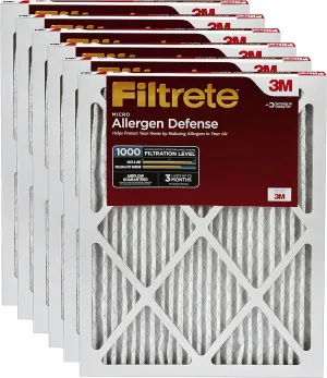 Filtrete AD23-6PK-2E MPR 1000 14 x 24 x 1 Micro Allergen Defense HVAC Air Filter, Guaranteed Airflow up to 90 days, 6-Pack, 6 Count (Pack of 1)
