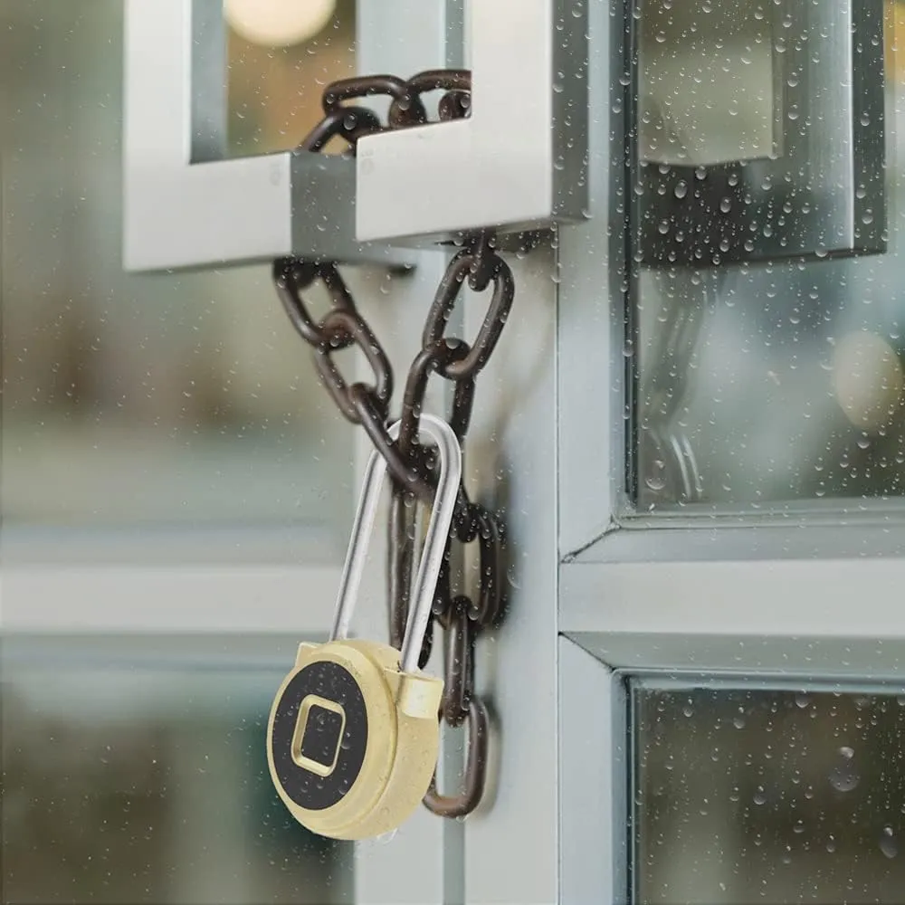 Fingerprint Padlock eLinkSmart Long Padlock with 45MM Shackle Weatherproof 1000 App User Combination Locker Lock for Gym Locker Fence Garden Cupboard Cabinet Gold