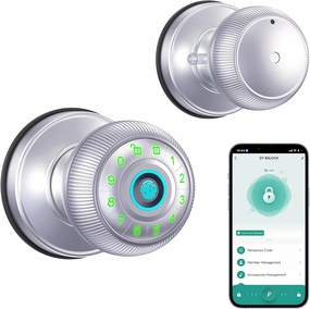 Fingerprint Door Lock - Smart Door Knob with Passcode Keypad, Finger Print Biometric Door Knobs & App Control, Keyless Smart Door Lock for Apartment Bedroom Hotel Office (White)