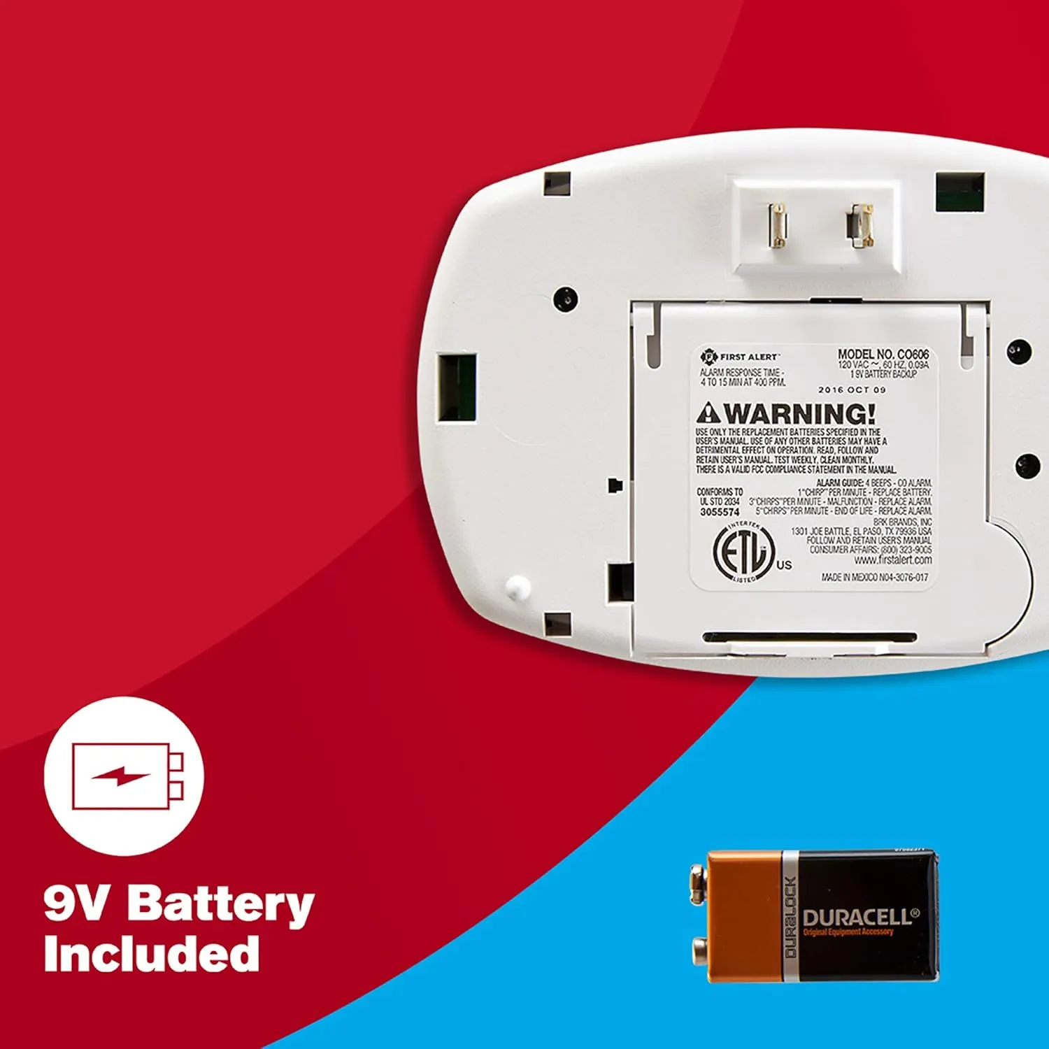 FIRST ALERT Plug-In Carbon Monoxide Detector with Battery Backup, (Pack of 3), CO605