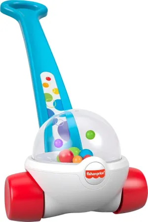 Fisher-Price Baby & Toddler Toy Corn Popper Blue Push-Along with Ball-Popping Action for Infants Ages 1  Years, 2-Piece Assembly
