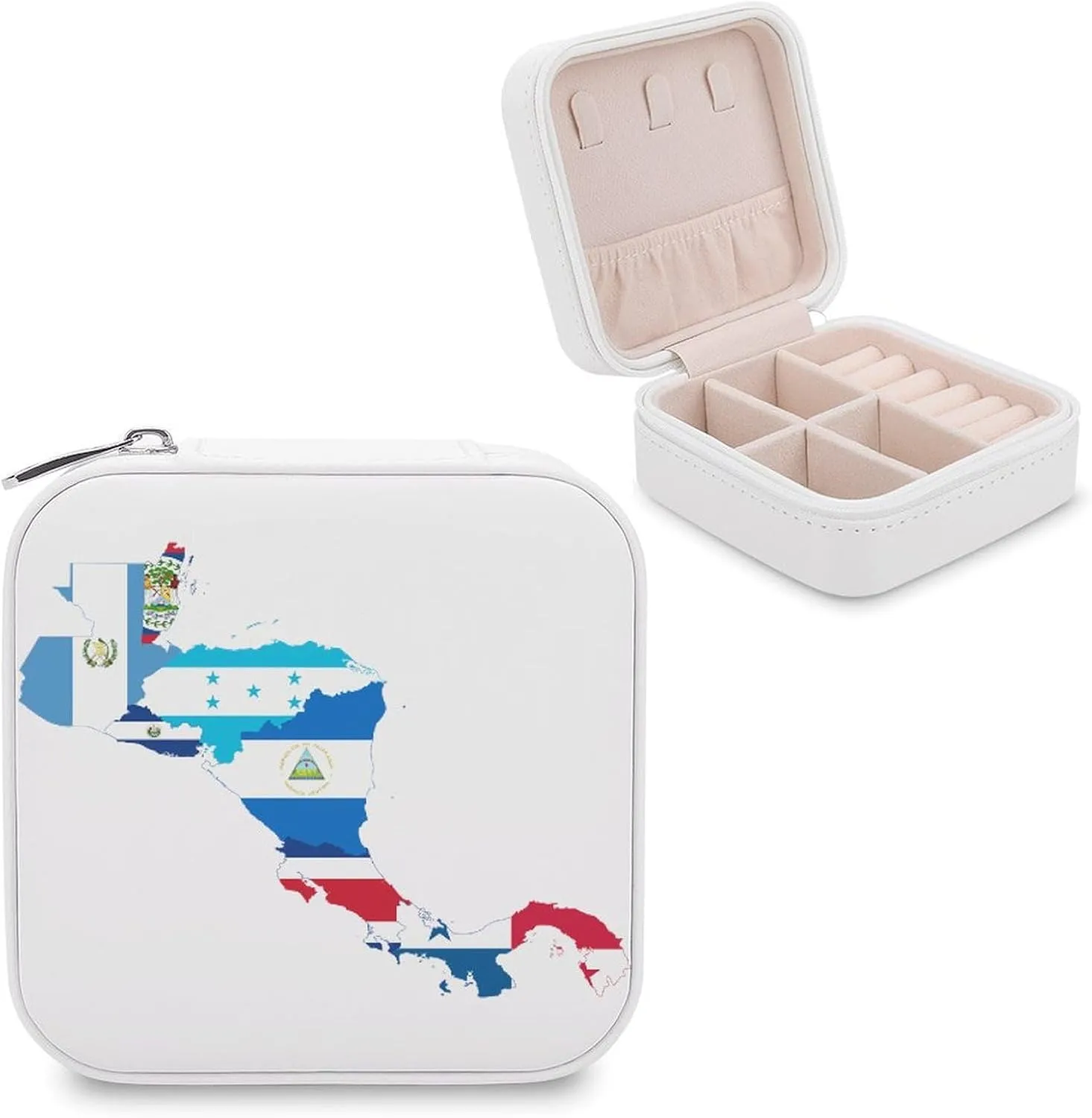 Flag Map of Central America Mini Jewelry Box Organizer Case Travel Earrings Rings Necklace and Small Items Holder Boxes Storage