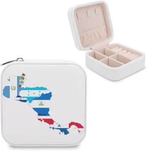 Flag Map of Central America Mini Jewelry Box Organizer Case Travel Earrings Rings Necklace and Small Items Holder Boxes Storage