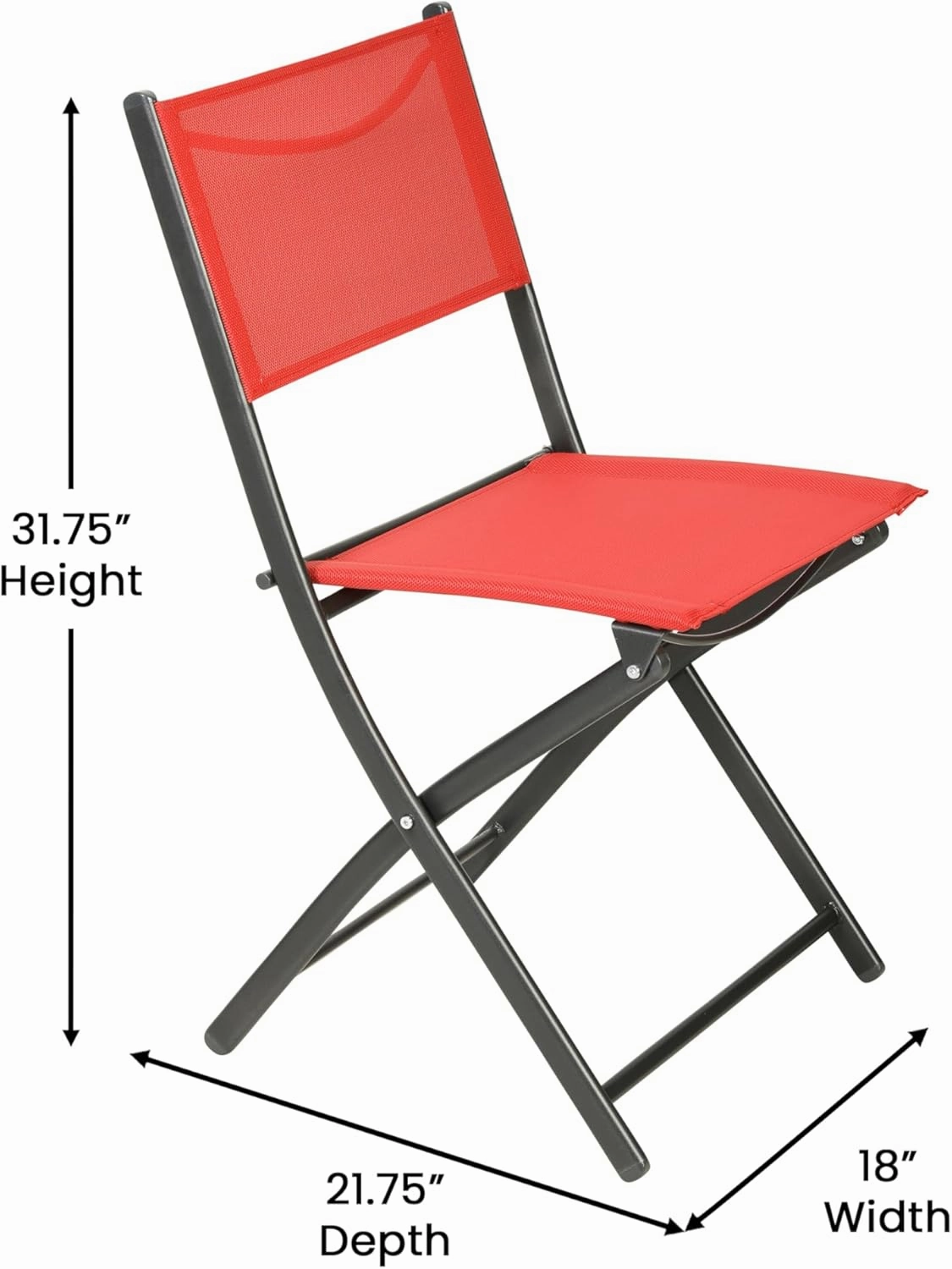 Flash Furniture Brazos Commercial Indoor-Outdoor Folding Chairs, Flex Comfort Backs/Seats, Metal Frames, Portable Lightweight Foldable Design, Set of 2, Red/Black