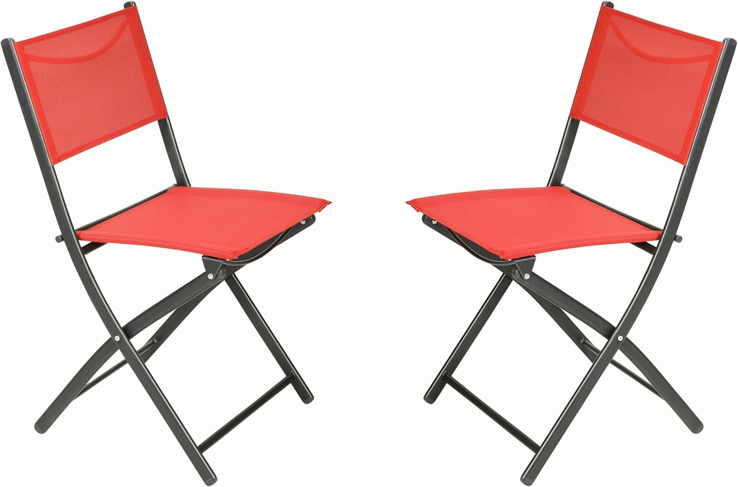 Flash Furniture Brazos Commercial Indoor-Outdoor Folding Chairs, Flex Comfort Backs/Seats, Metal Frames, Portable Lightweight Foldable Design, Set of 2, Red/Black