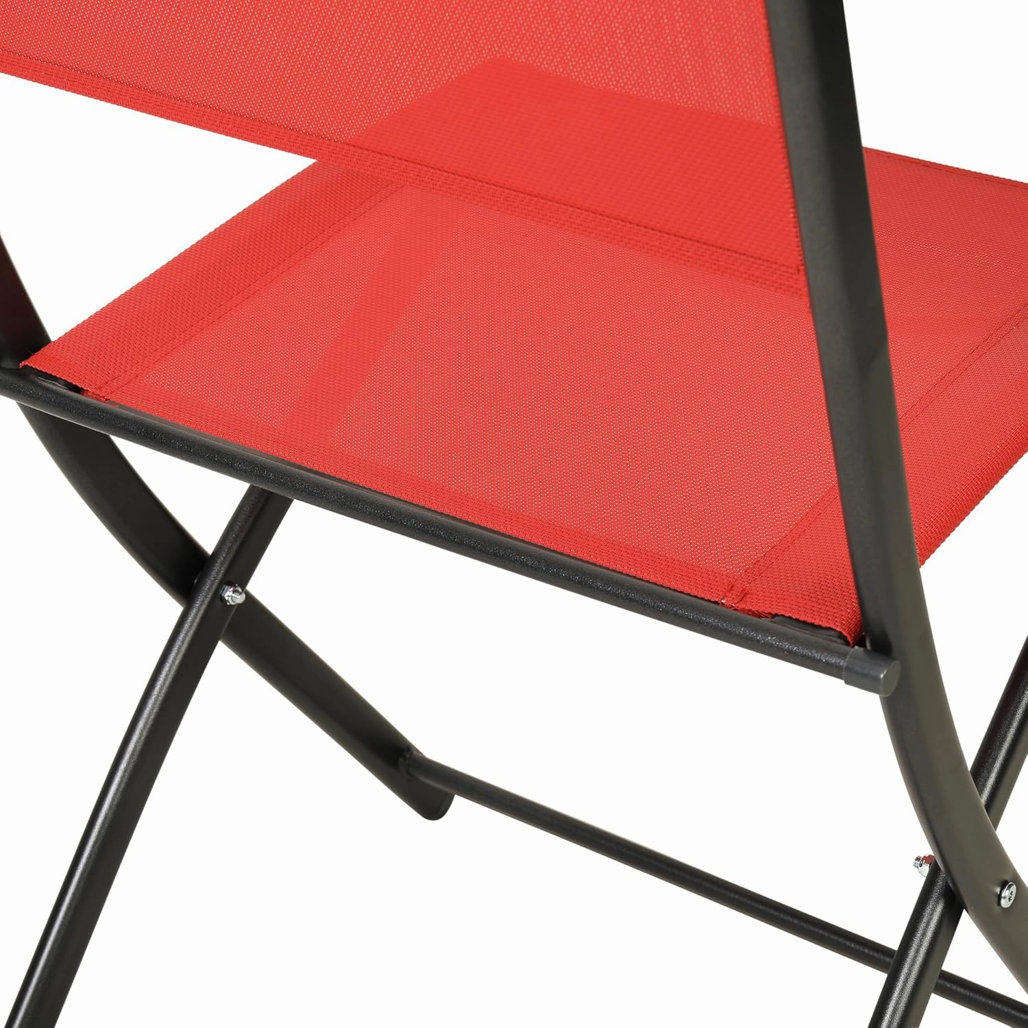 Flash Furniture Brazos Commercial Indoor-Outdoor Folding Chairs, Flex Comfort Backs/Seats, Metal Frames, Portable Lightweight Foldable Design, Set of 2, Red/Black