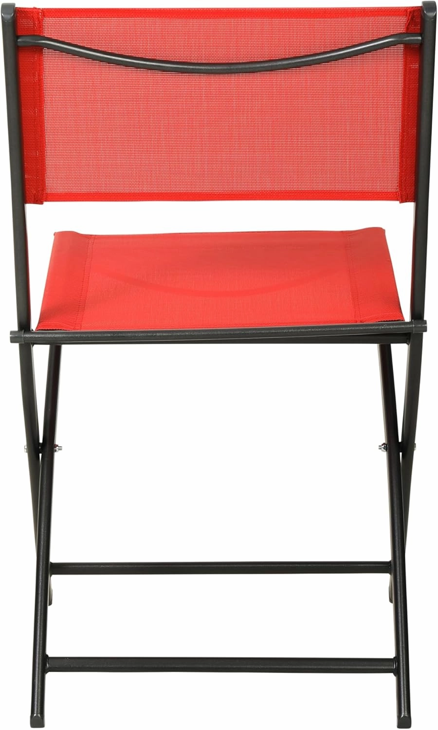 Flash Furniture Brazos Commercial Indoor-Outdoor Folding Chairs, Flex Comfort Backs/Seats, Metal Frames, Portable Lightweight Foldable Design, Set of 2, Red/Black