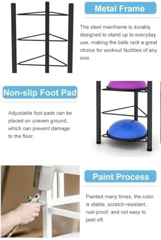 Floor Stand Storage Organizer for Exercise Equipment, Rack for Bosu Balls, Slam Balls, and Medicine Balls, Home Gym Storage Solution