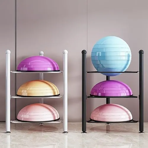 Floor Stand Storage Organizer for Exercise Equipment, Rack for Bosu Balls, Slam Balls, and Medicine Balls, Home Gym Storage Solution