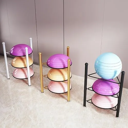 Floor Stand Storage Organizer for Exercise Equipment, Rack for Bosu Balls, Slam Balls, and Medicine Balls, Home Gym Storage Solution