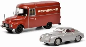 FloZ for Schuco for Opel Blitz and for Porsche Transport Vehicle Suit 2 in a Set 1:43 Truck Pre-Built Model