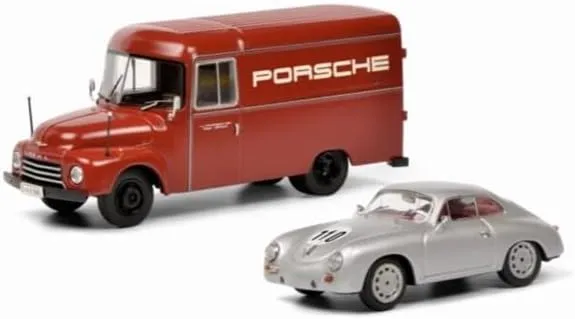 FloZ for Schuco for Opel Blitz and for Porsche Transport Vehicle Suit 2 in a Set 1:43 Truck Pre-Built Model
