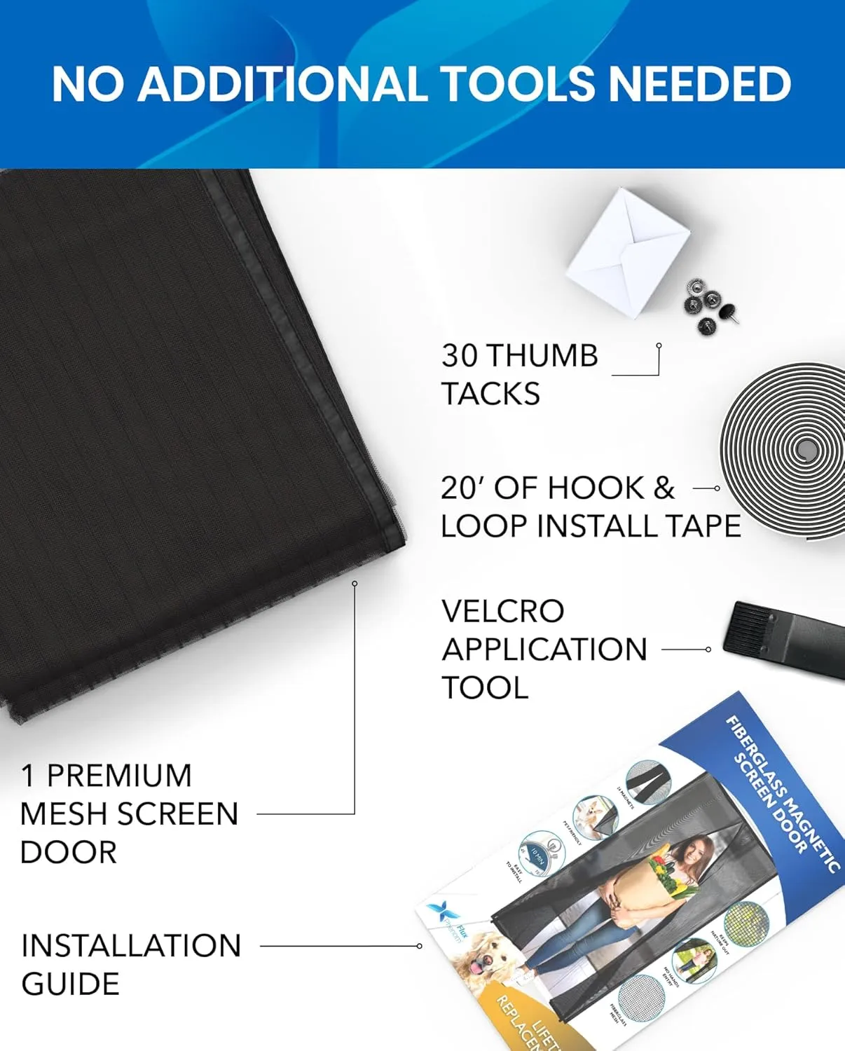 Flux Phenom Upgraded Screen Door Mesh 38x82 Inch – Easy Install, Strong Magnet Strength, Pet Tested, Hands-Free Entry, Door Screen Magnetic Closure, Keeps Bugs Out