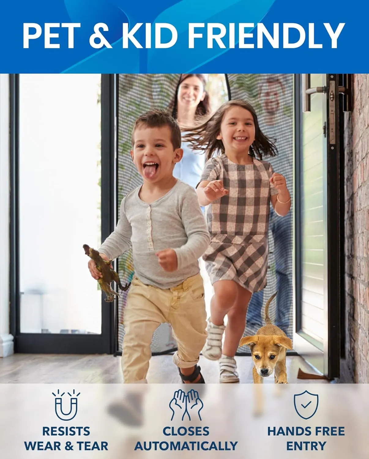 Flux Phenom Upgraded Screen Door Mesh 38x82 Inch – Easy Install, Strong Magnet Strength, Pet Tested, Hands-Free Entry, Door Screen Magnetic Closure, Keeps Bugs Out