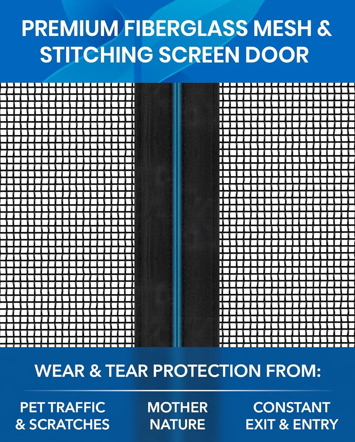 Flux Phenom Upgraded Screen Door Mesh 38x82 Inch – Easy Install, Strong Magnet Strength, Pet Tested, Hands-Free Entry, Door Screen Magnetic Closure, Keeps Bugs Out