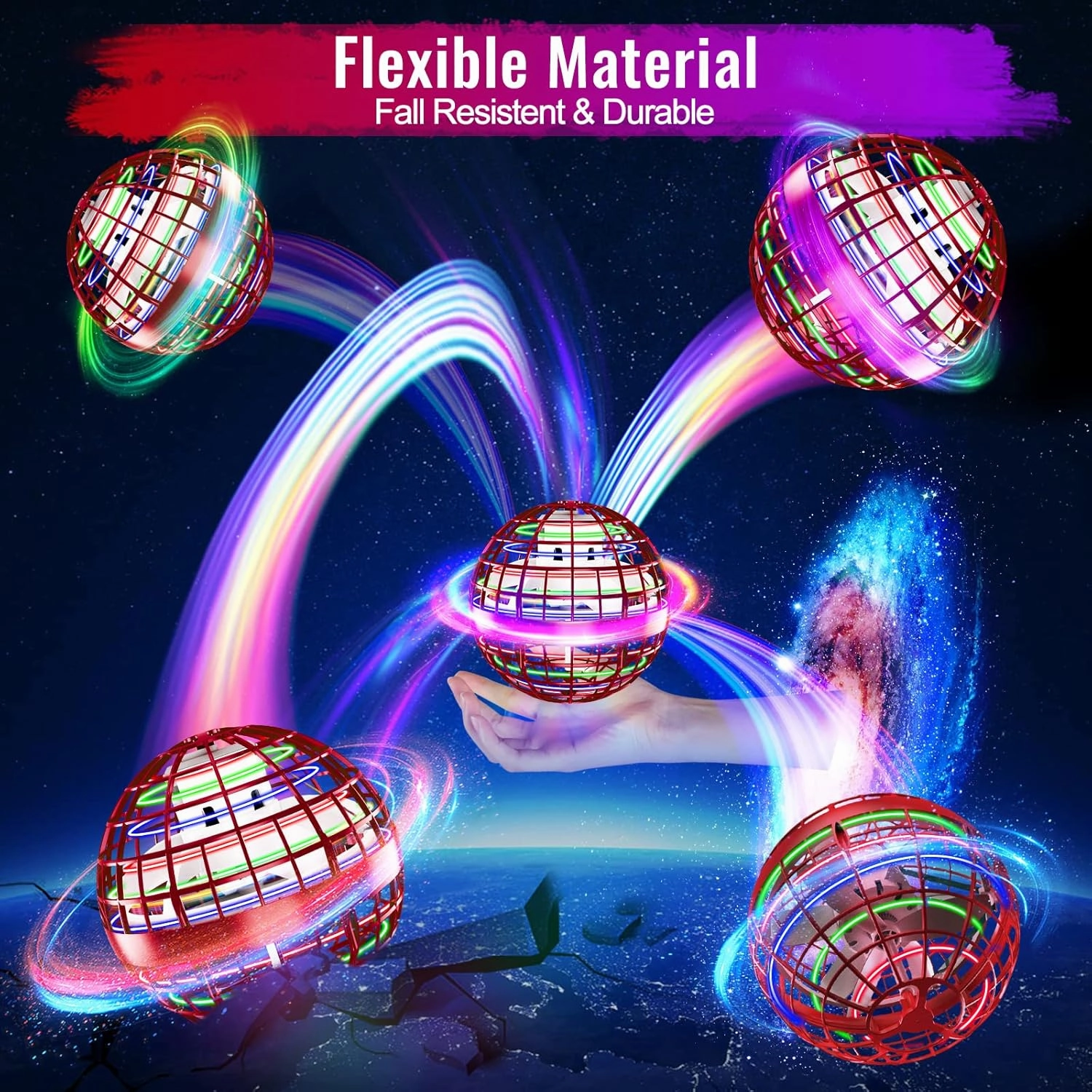 Flying Orb Ball Toy 2024, Upgraded Hover Boomerang Ball Galactic Fidget Spinner, Cosmic Globe Orb Drone Cool Toys Gift for 6 7 8 9 10 11 12  Years Old Boy Girls Christmas