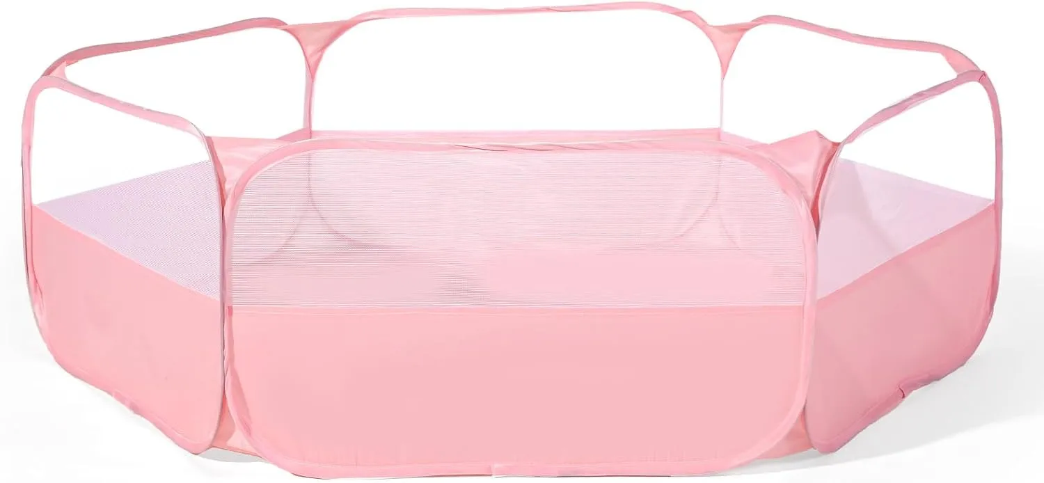 Foldable Ball Pit for Toddlers, Large Pop Up Ball Pits Kids Play Tent Crawl Playpen Ball Pool Playhouse Playpen with Storage Bag, for Boys Girls Dogs Cats Ferrets Indoor Outdoor, Light Pink