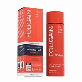 Foligain Triple Action Shampoo For Thinning Hair, Men’s Volumizing Shampoo, with 2% Trioxidil 8 Fl. Oz.
