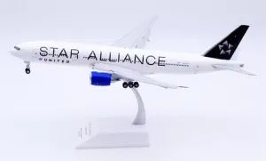 for JC Wings for United Airlines for Boeing B777-200ER N218UA Star Alliance Flaps Down 1:200 Aircraft Pre-Built Model