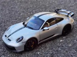 for NOREV for Porsche New for 911 for 992 for GT3 2021 Silver Floral Tail Version 1:18 Car Pre-Built Model