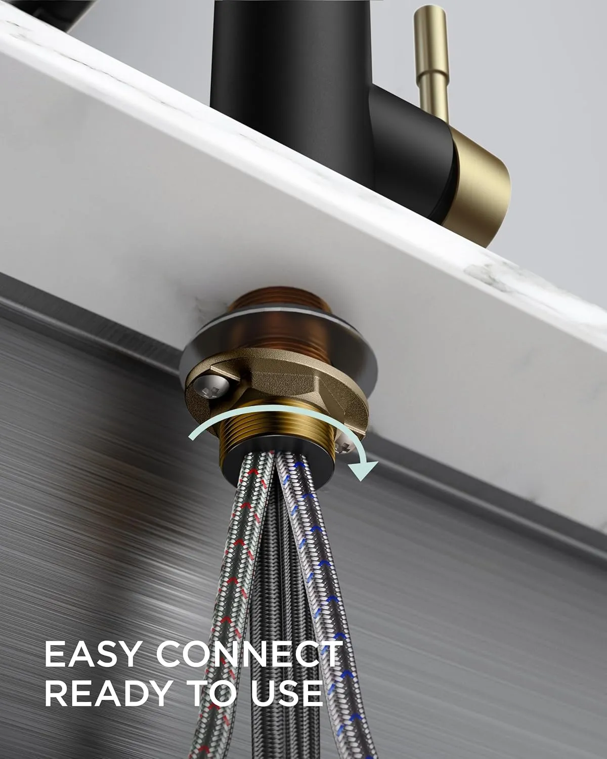 FORIOUS Kitchen Faucets with Pull Down Sprayer, Stainless Steel Commercial Single Handle Classic Spring Pull Out Sink Faucet for Farmhouse Camper Laundry Utility Room, Black Gold