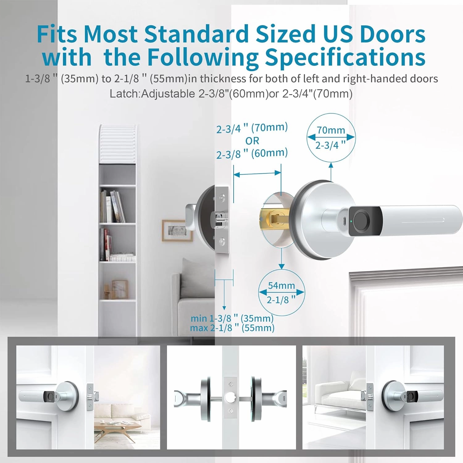 Foxgard Smart Fingerprint Door Lock Biometric Door Lock with Smart APP Fingerprint Door Knob Remote Control with APP Smart Door Knob for Home/Bedroom/Office/Apartment/Airbnb Silver