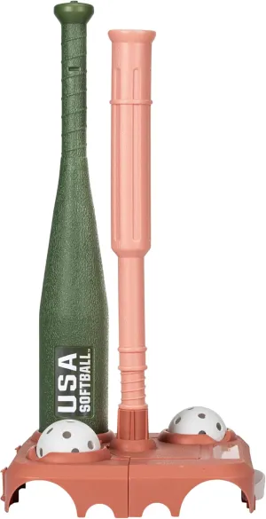 Franklin Sports USASB Kids Baseball Batting Tee Set - Jumbo Plastic Baseball Bat, Ball   Tee - Adjustable   Portable Tee for Youth   Toddlers - Fold Away Tee