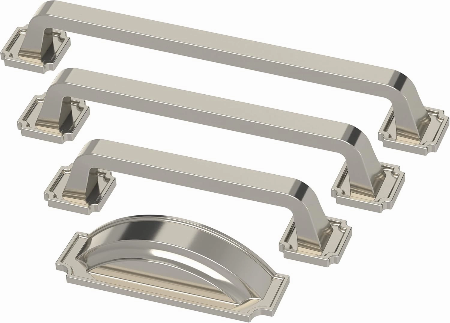 FRANKLIN BRASS Notched Backplate (10-Pack) Cabinet Handles 6-5/16" Hole Center | Polished Nickel Kitchen Pulls, Hardware for Dressers, Drawers, Furniture P40126C-PN-B