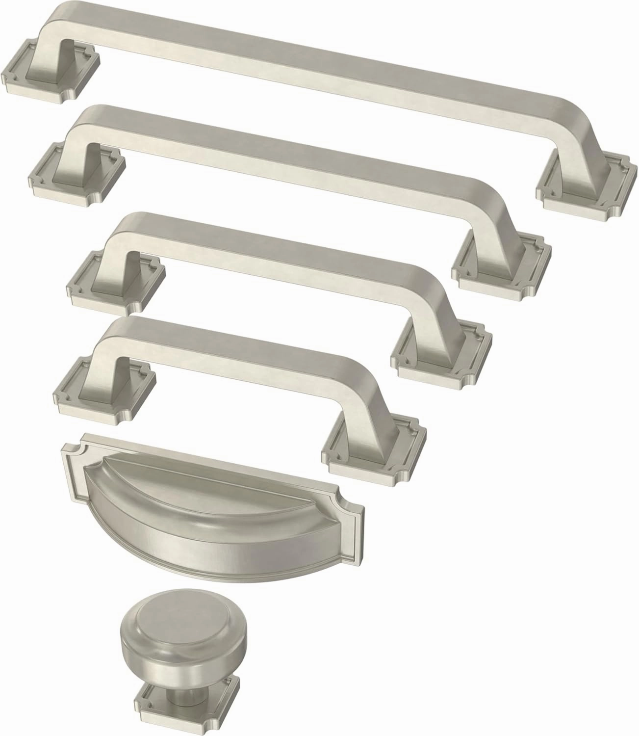 FRANKLIN BRASS Notched Backplate (10-Pack) Cabinet Handles 6-5/16" Hole Center | Satin Nickel Kitchen Pulls, Hardware for Dressers, Drawers, Furniture P40126C-SN-B