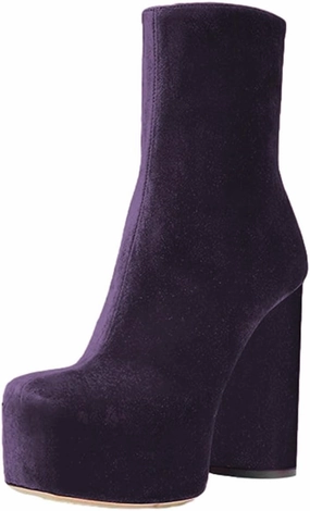 FSJ Women Gorgeous Platform Ankle Boots Closed Round Toe Chunky High Heel Pull On Shoes Size 4-15 US