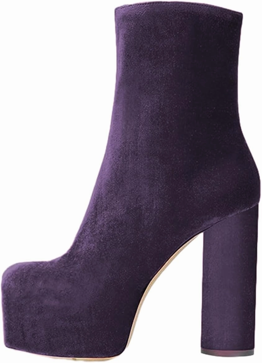 FSJ Women Gorgeous Platform Ankle Boots Closed Round Toe Chunky High Heel Pull On Shoes Size 4-15 US