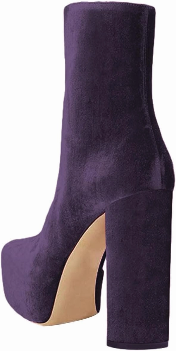 FSJ Women Gorgeous Platform Ankle Boots Closed Round Toe Chunky High Heel Pull On Shoes Size 4-15 US