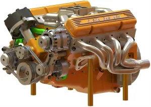 FunXylophy Mini V8 Engine Model Kit, 1: 6 Water-Cooled OHV 4-Stroke V8 Gasoline Engine Model, Physics Experiment Set for Adult (KIT Version/Orange)
