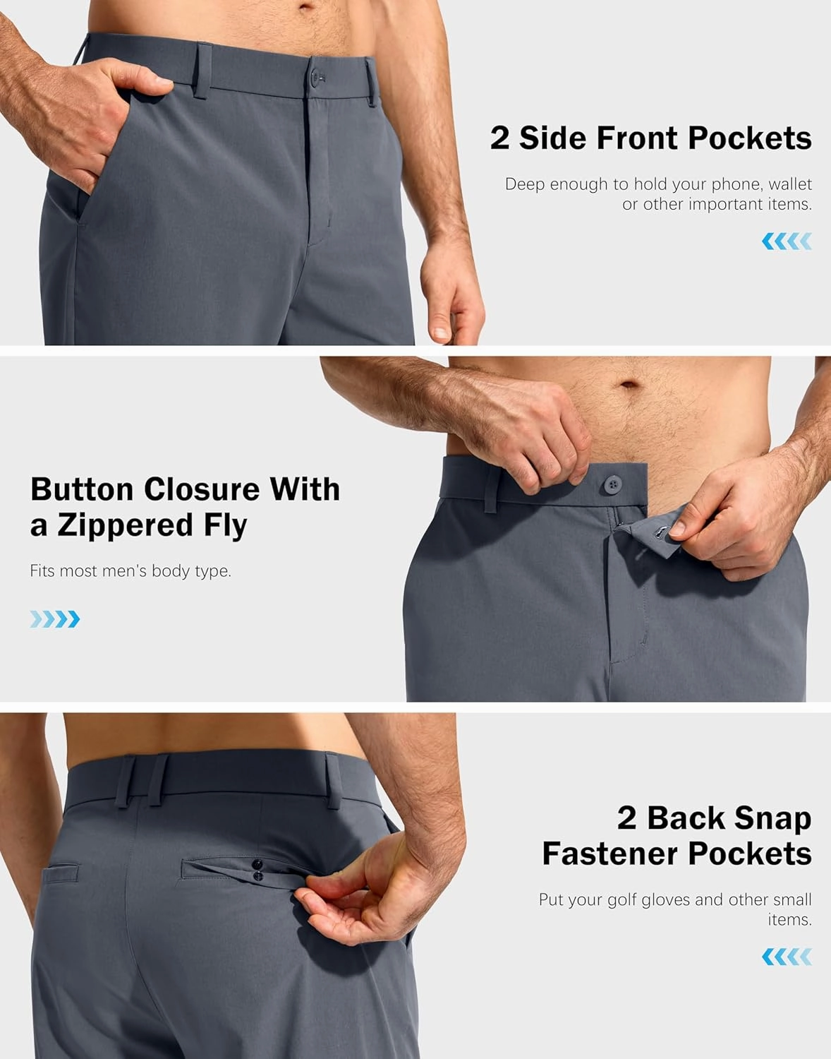 G Gradual Mens Golf Pants Stretch Dress Casual Pants 30"/32"/34" Lightweight Work Travel Slacks for Men with 4 Pockets