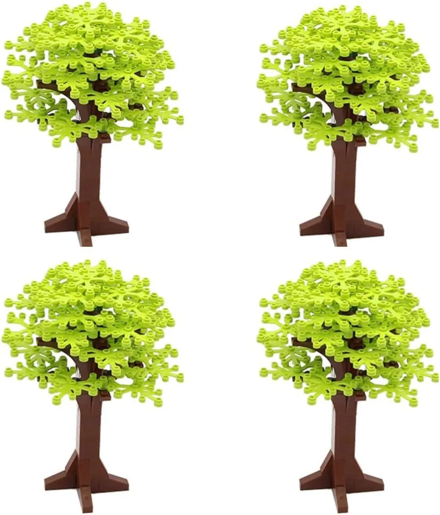 General Jim's Classic Botanical Lime Green Trees - Forest Garden Plant Botanical Accessories for Building Block Toys for Building Creations Landscaping (4pcs) - for Teens and Adults