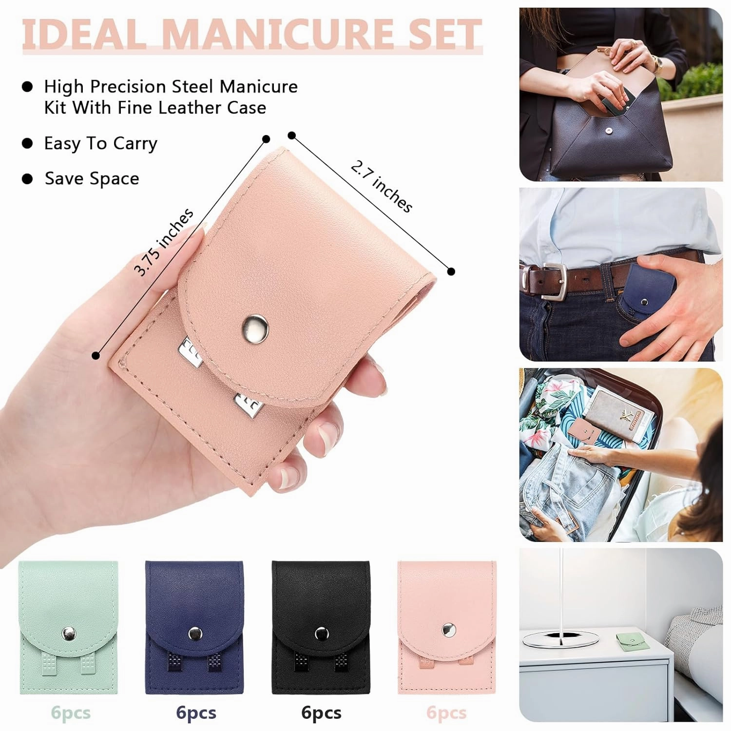 Geosar 12 Sets Manicure Set Nail Clippers Pedicure Kit Stainless Steel Professional Pedicure Set Grooming Kits Nail Care Tools with Luxurious Travel Case for Nail Care(Multi Colors)