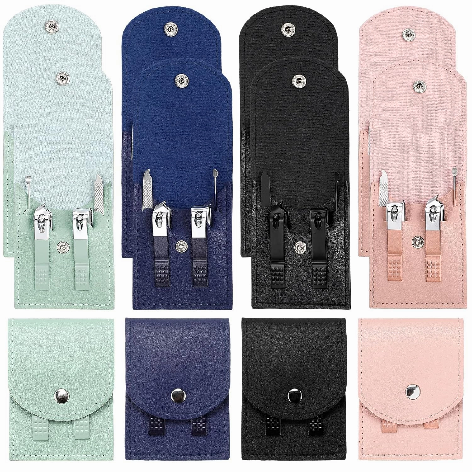 Geosar 12 Sets Manicure Set Nail Clippers Pedicure Kit Stainless Steel Professional Pedicure Set Grooming Kits Nail Care Tools with Luxurious Travel Case for Nail Care(Multi Colors)