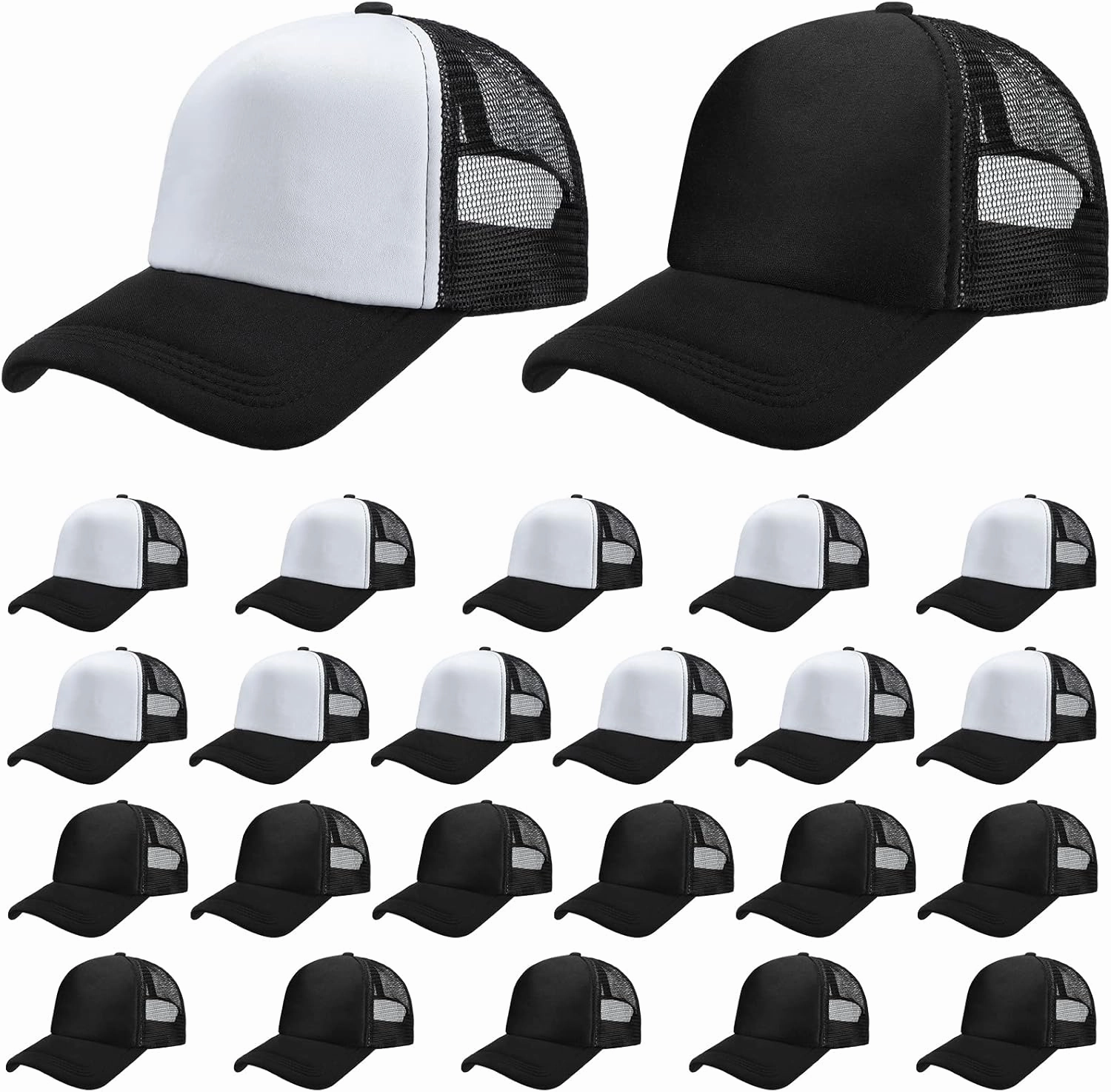 Giegxin 24 Pcs Trucker Hats Bulk Beach Hats for Men Mesh Back Ball Cap Rugged Classic Baseball Trucker Cap for Men and Women