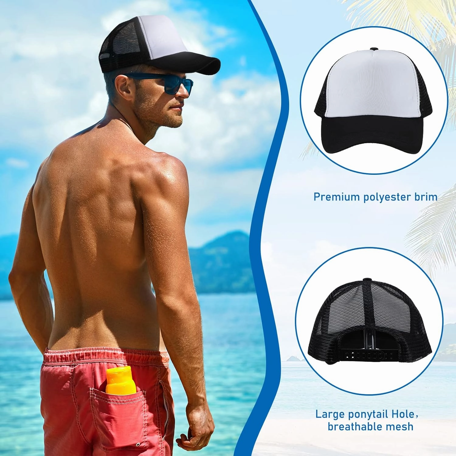 Giegxin 24 Pcs Trucker Hats Bulk Beach Hats for Men Mesh Back Ball Cap Rugged Classic Baseball Trucker Cap for Men and Women