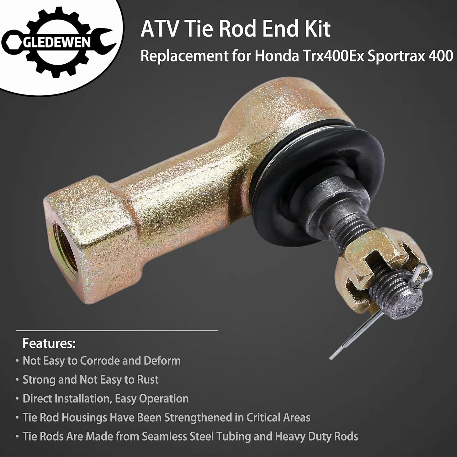 Gledewen Tie Rod End Kit, Compatible with 2005-2016 Kawasaki Brute Force 750,06-13 Kawasaki Brute Force 650,06-14 Honda TRX450ER,04-09 Honda TRX450R Ball Joint ATV UTV Accessories