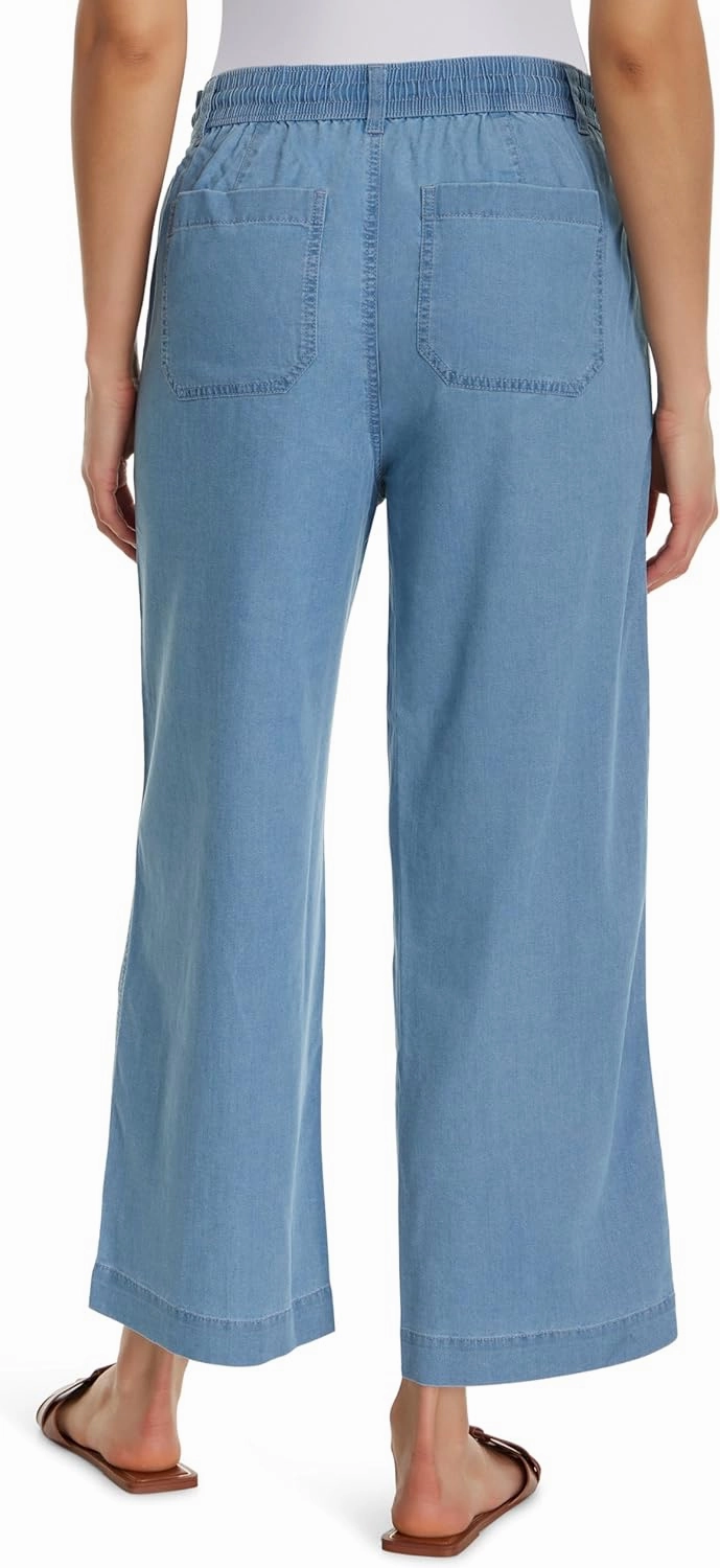 Gloria Vanderbilt Women's Soft Drape Drawstring Pull on Wide Leg Crop Standard