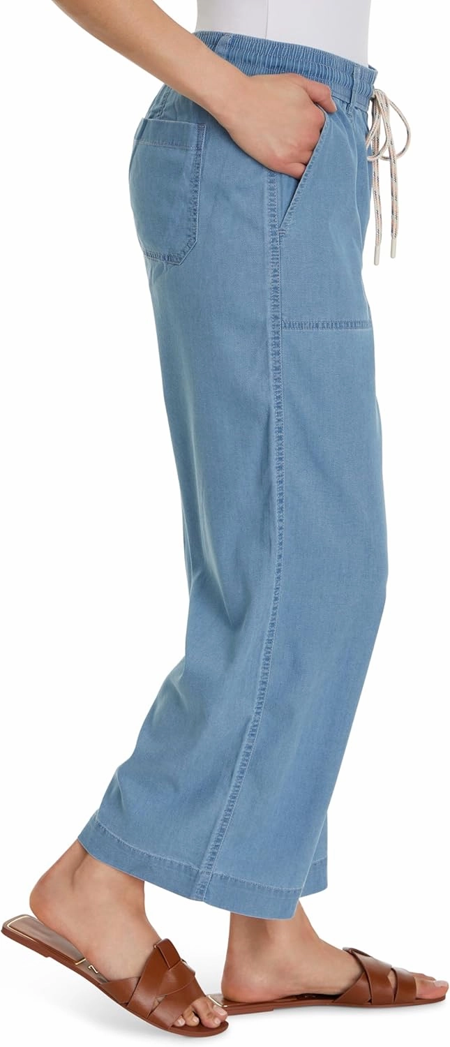 Gloria Vanderbilt Women's Soft Drape Drawstring Pull on Wide Leg Crop Standard