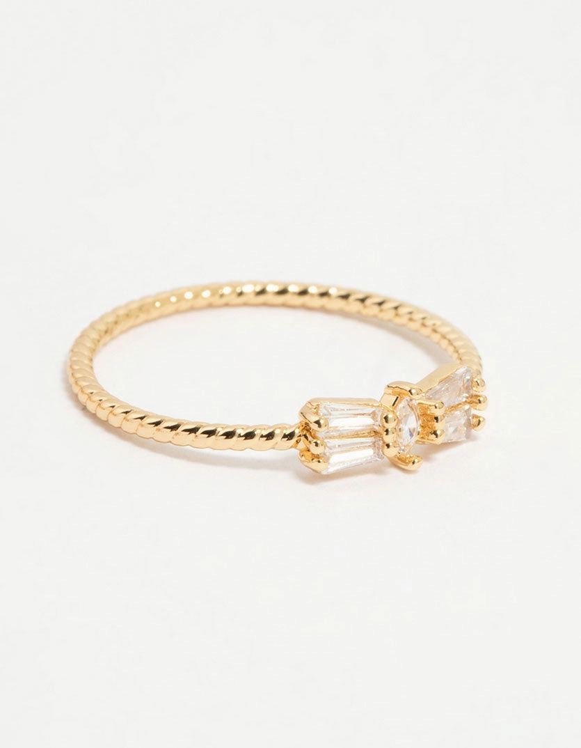Gold Plated Bow & Mini Heart Stacking Rings 3-Pack