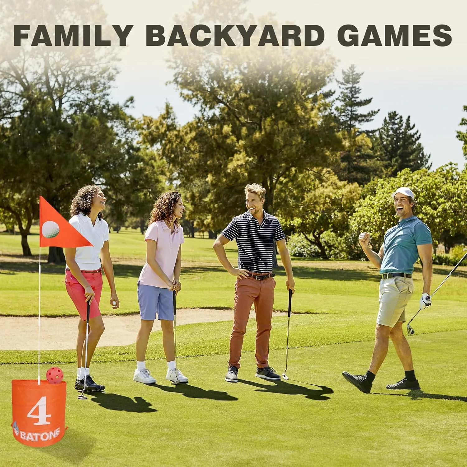 Golf Game W/Bucket - Backyard Golf Game for Family, Adults and Kids - Portable 6 Hole Golf Course Play Outdoor, Lawn, Park, Beach, Yard