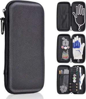 Golf Glove Holder Case for Accessories with Removable Glove Shaper Portable Golfer Gifts for Men & Women Caddy Organizer Case with Storage Slots for Divot Tools, Tees & Ball Markers