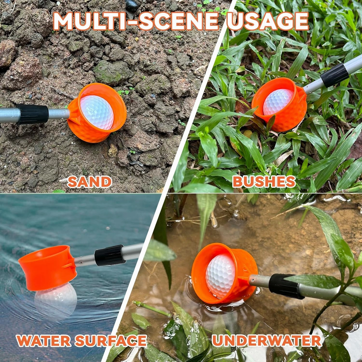 Golf Ball Retriever Telescopic, Golf Ball Grabber, Max 5.9/ 9/ 12/ 15Ft Lightweight Stainless/ Aluminum Alloy Ball Retriever Tool Golf for Water and Bushes, Golf Accessories Gifts for Men Women