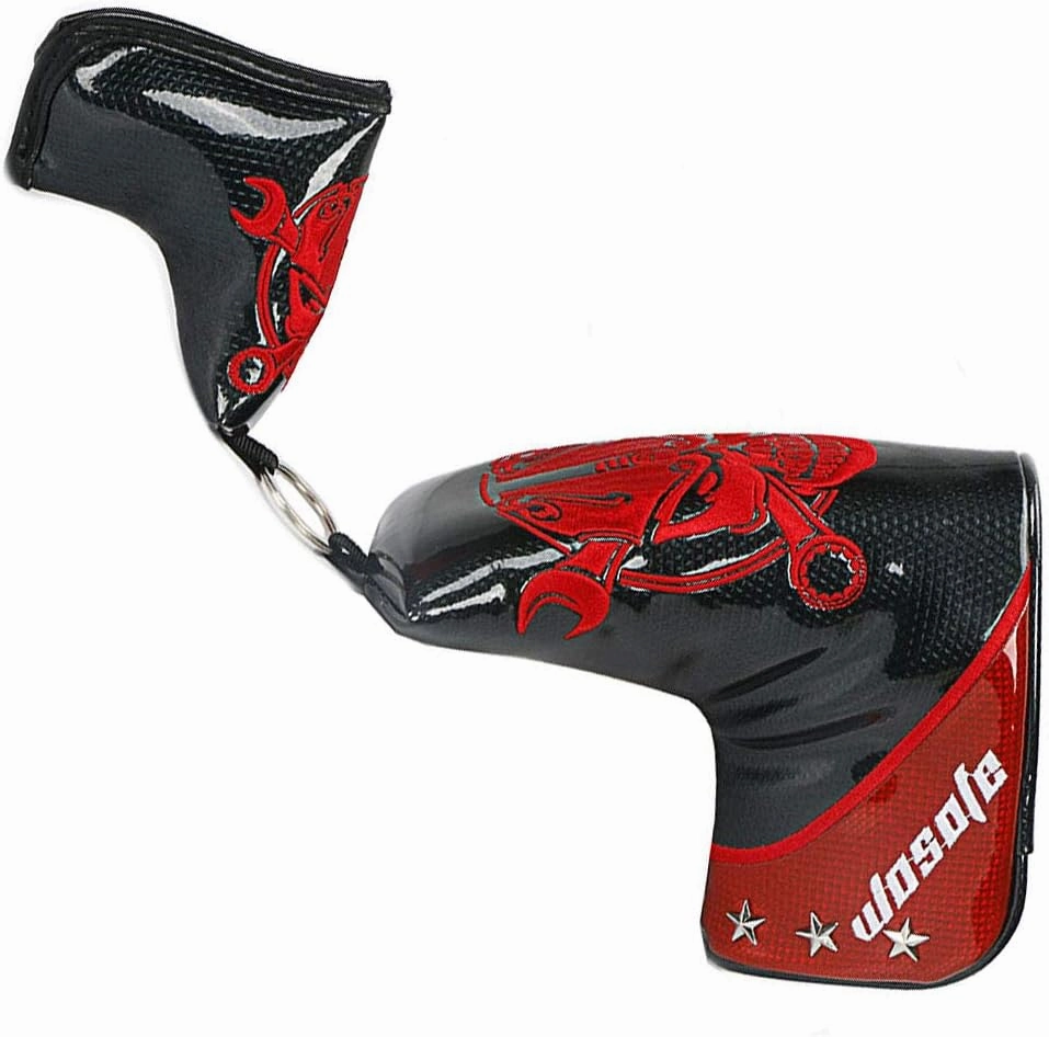 Golf Club Putter Men's Right Hand with Black Red HeadCovers PU Grip CNC Steel Mallet Professional
