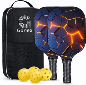 Gonex Pickleball Paddles, USAPA Approved Graphite Pickleball Rackets with Comfort Grip, Carbon Fiber Pickleball Set of 2/4 Paddles with 4 Balls, Portable Carry Bag