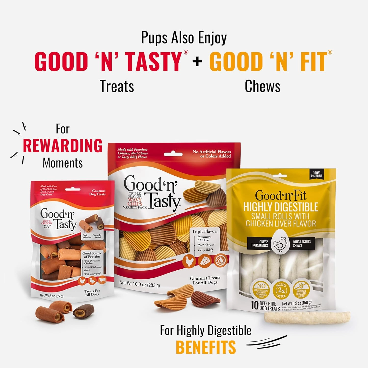 Good ‘n’ Fun Triple Flavor Kabobs Chews for All Dogs, 48 Ounces, Treat Your Dog to Chews Made from Beef Hide, Real Chicken, Pork Hide, Duck and Chicken Liver